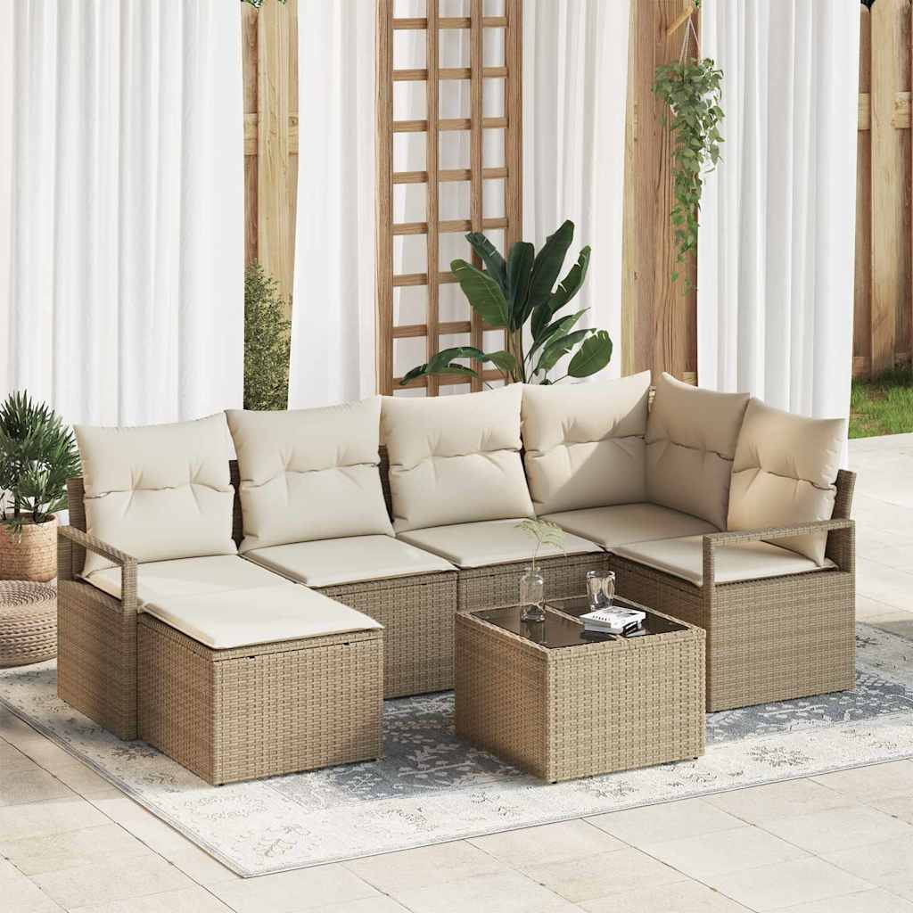 Sofa Sæt 7 pcs Beige polyrattan