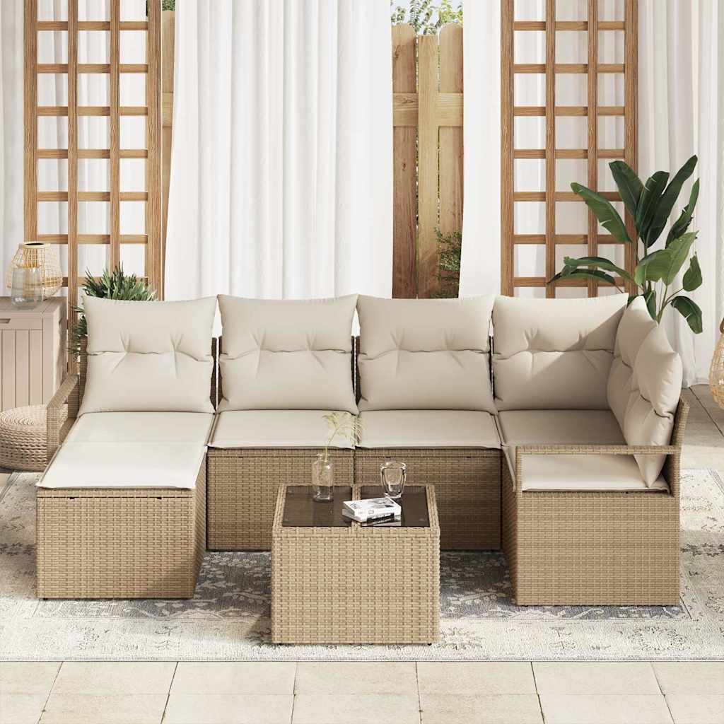 Sofa Sæt 7 pcs Beige polyrattan