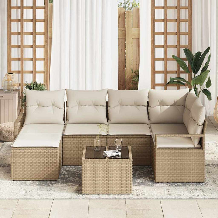 Sofa Sæt 7 pcs Beige polyrattan