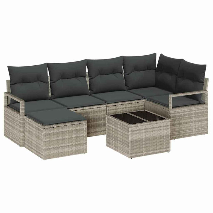 Sofa Sæt 7 pcs Lysegrå polyrattan