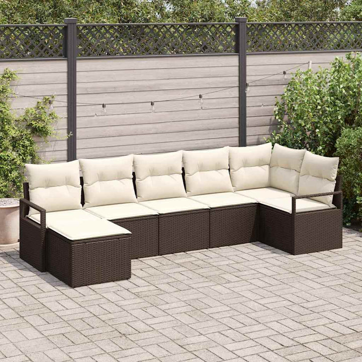 Sofa Sæt 7 pcs Brun polyrattan