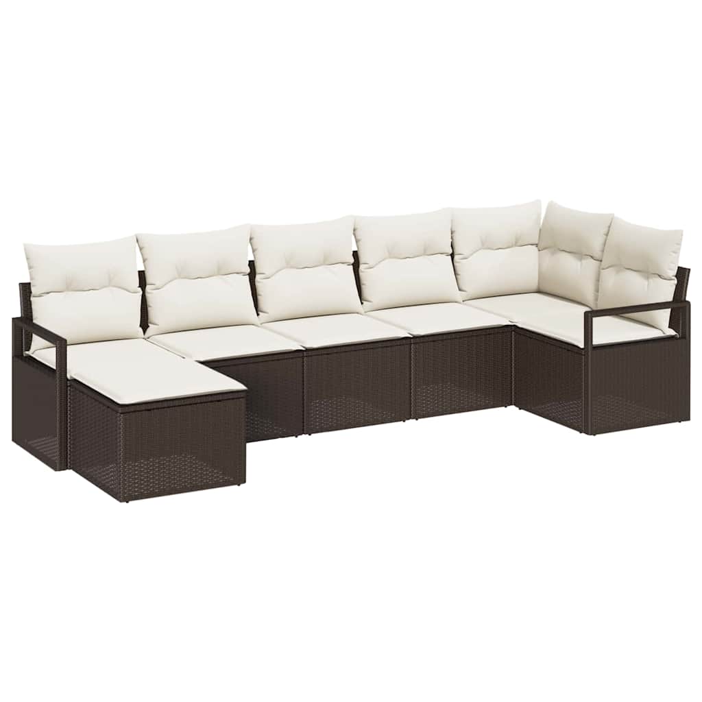 Sofa Sæt 7 pcs Brun polyrattan