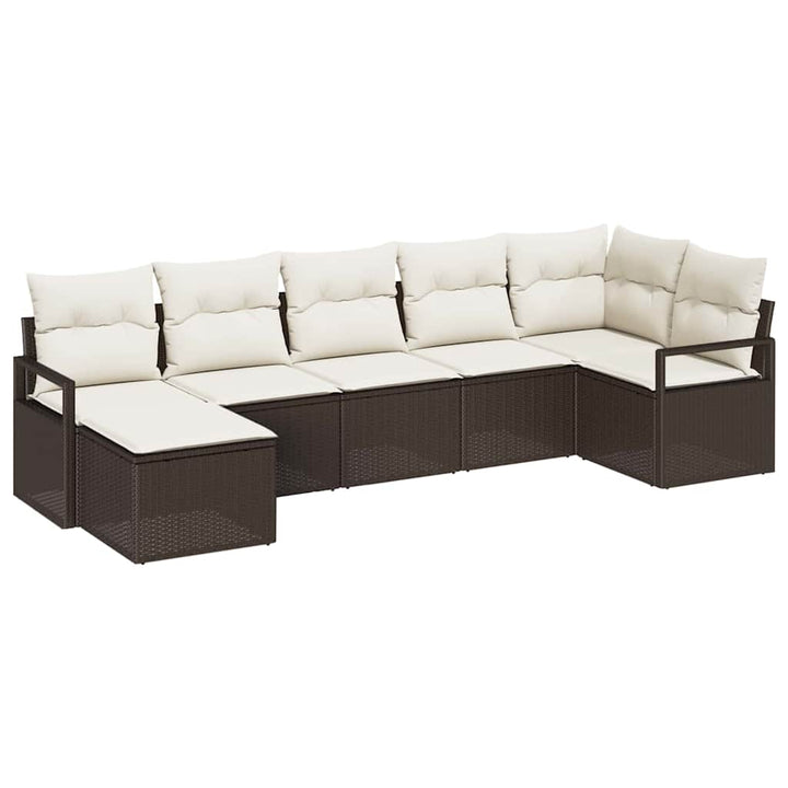 Sofa Sæt 7 pcs Brun polyrattan