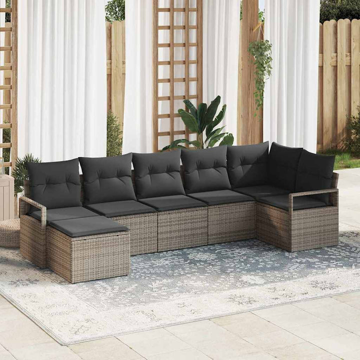 Sofa Sæt 7 pcs Grå polyrattan