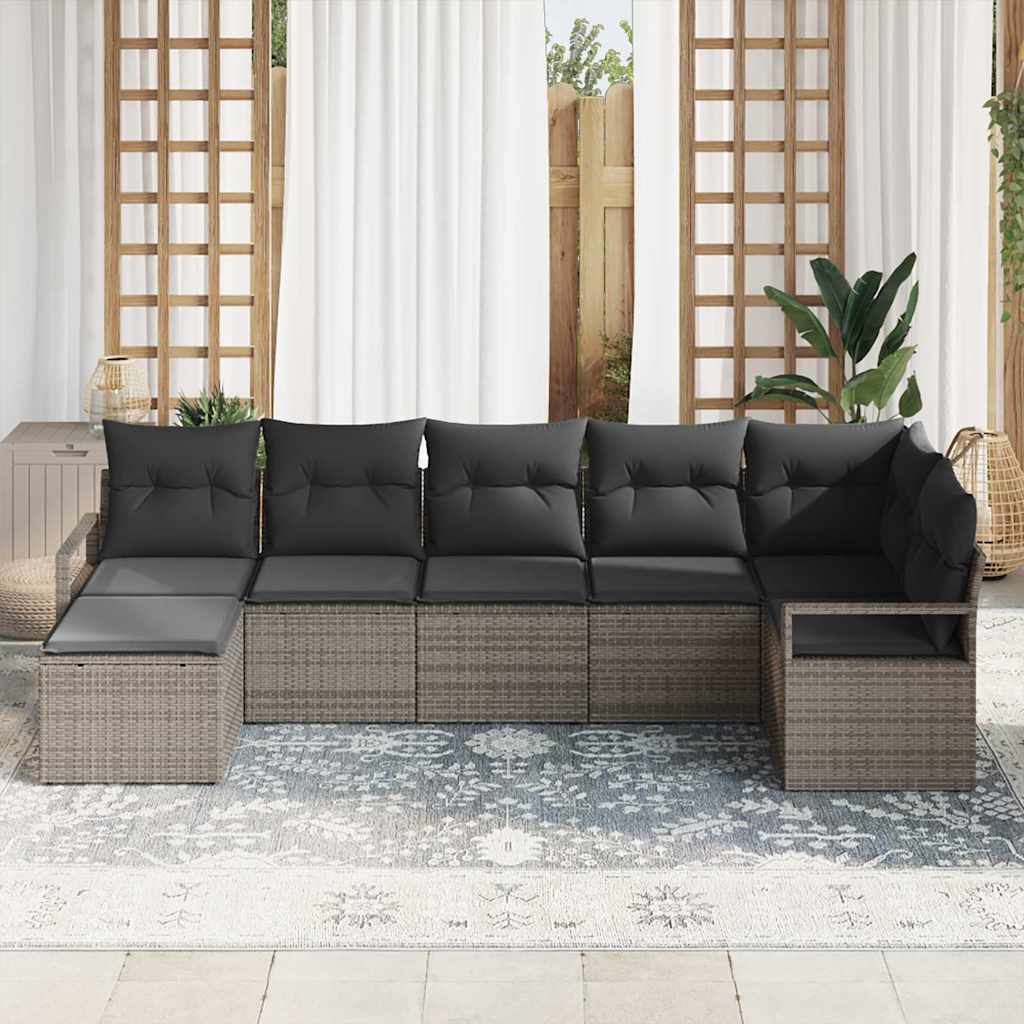 Sofa Sæt 7 pcs Grå polyrattan