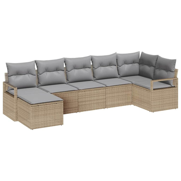 Sofa Sæt med pude 7 pcs Beige polyrattan