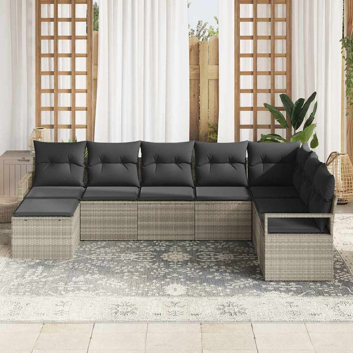 Sofa Sæt med pude 7 pcs Lysegrå polyrattan