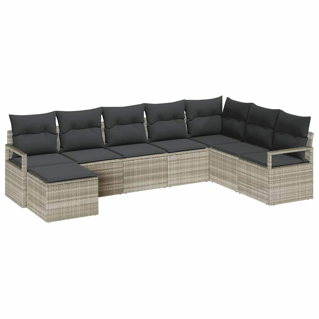 Sofa Sæt med pude 7 pcs Lysegrå polyrattan