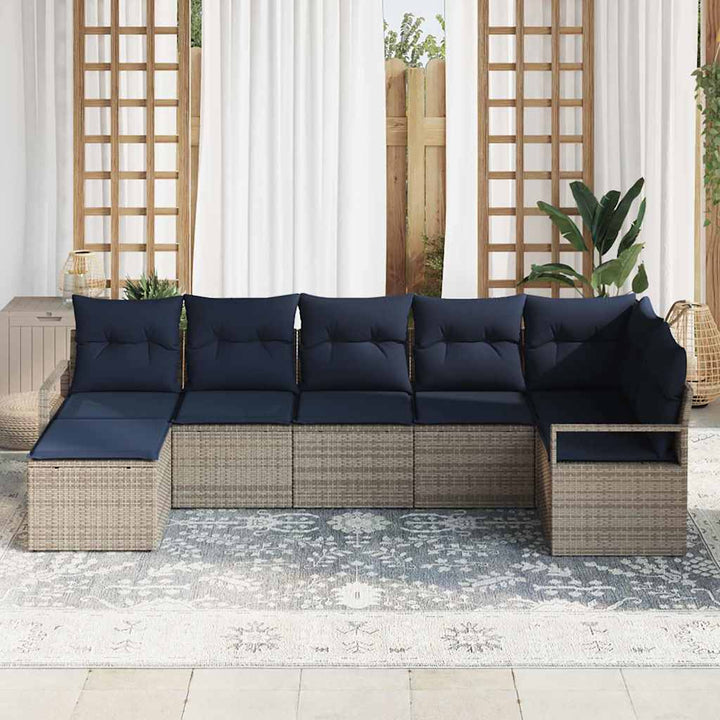 Sofa Sæt 7 pcs Grå polyrattan