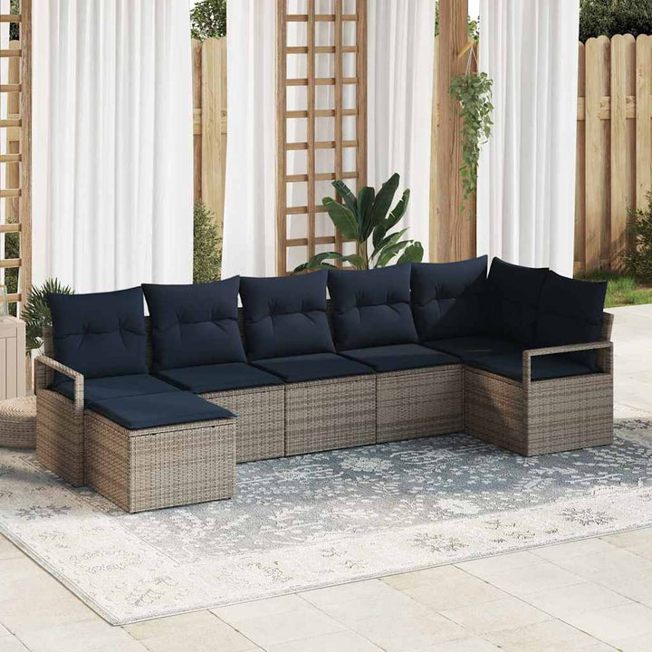 Sofa Sæt 7 pcs Grå polyrattan