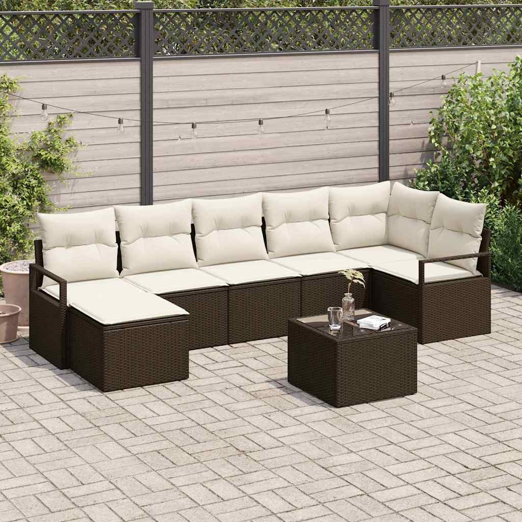 Sofa Sæt 8 pcs Brun polyrattan