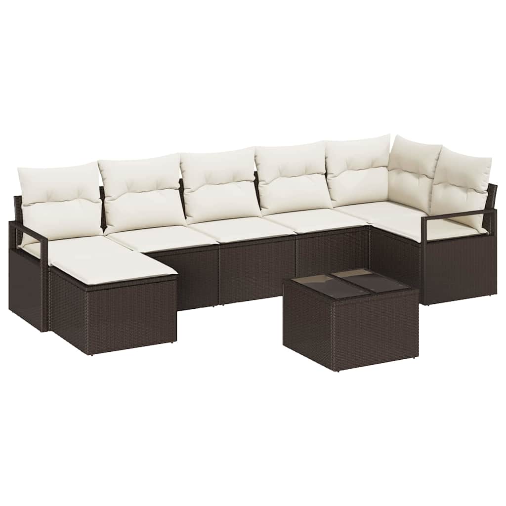 Sofa Sæt 8 pcs Brun polyrattan