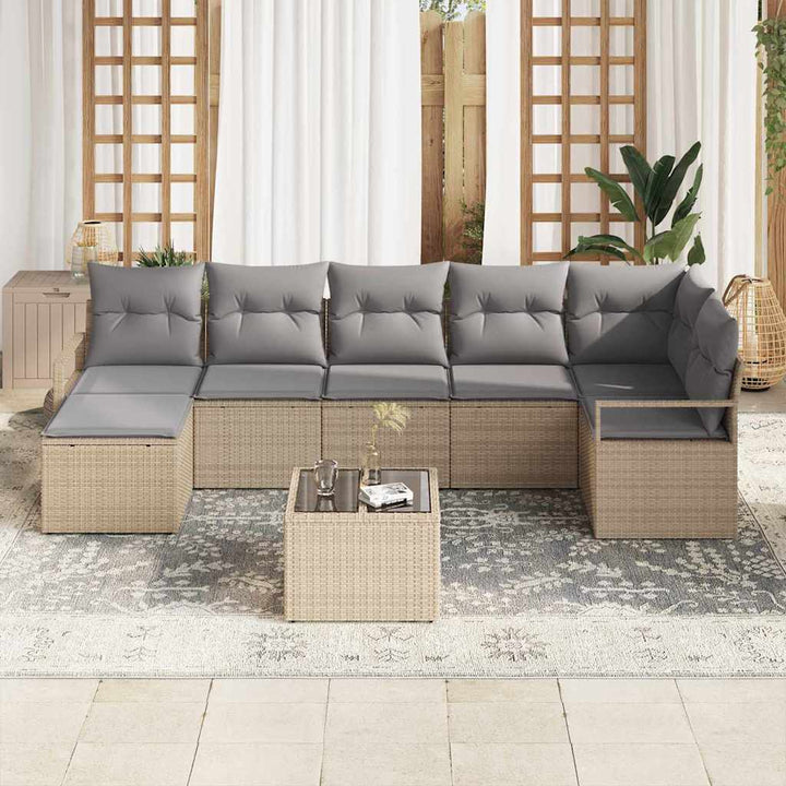Sofa Sæt med pude 8 pcs Beige polyrattan