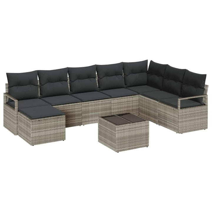 Sofa Sæt med pude 8 pcs Lysegrå polyrattan