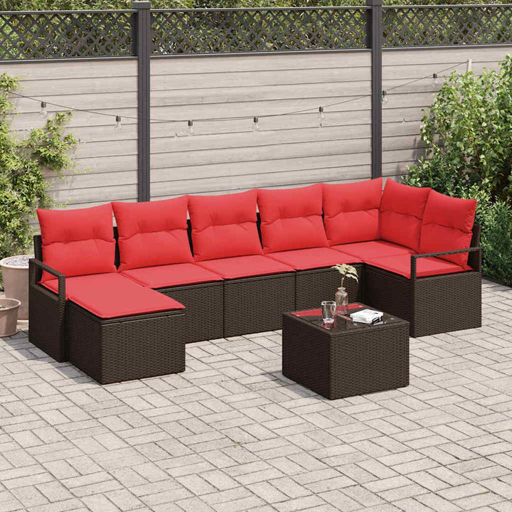Sofa Sæt 8 pcs Brun polyrattan