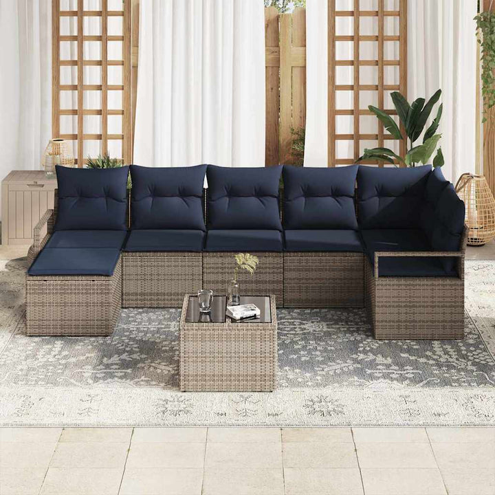 Sofa Sæt med pude 8 pcs Grå polyrattan