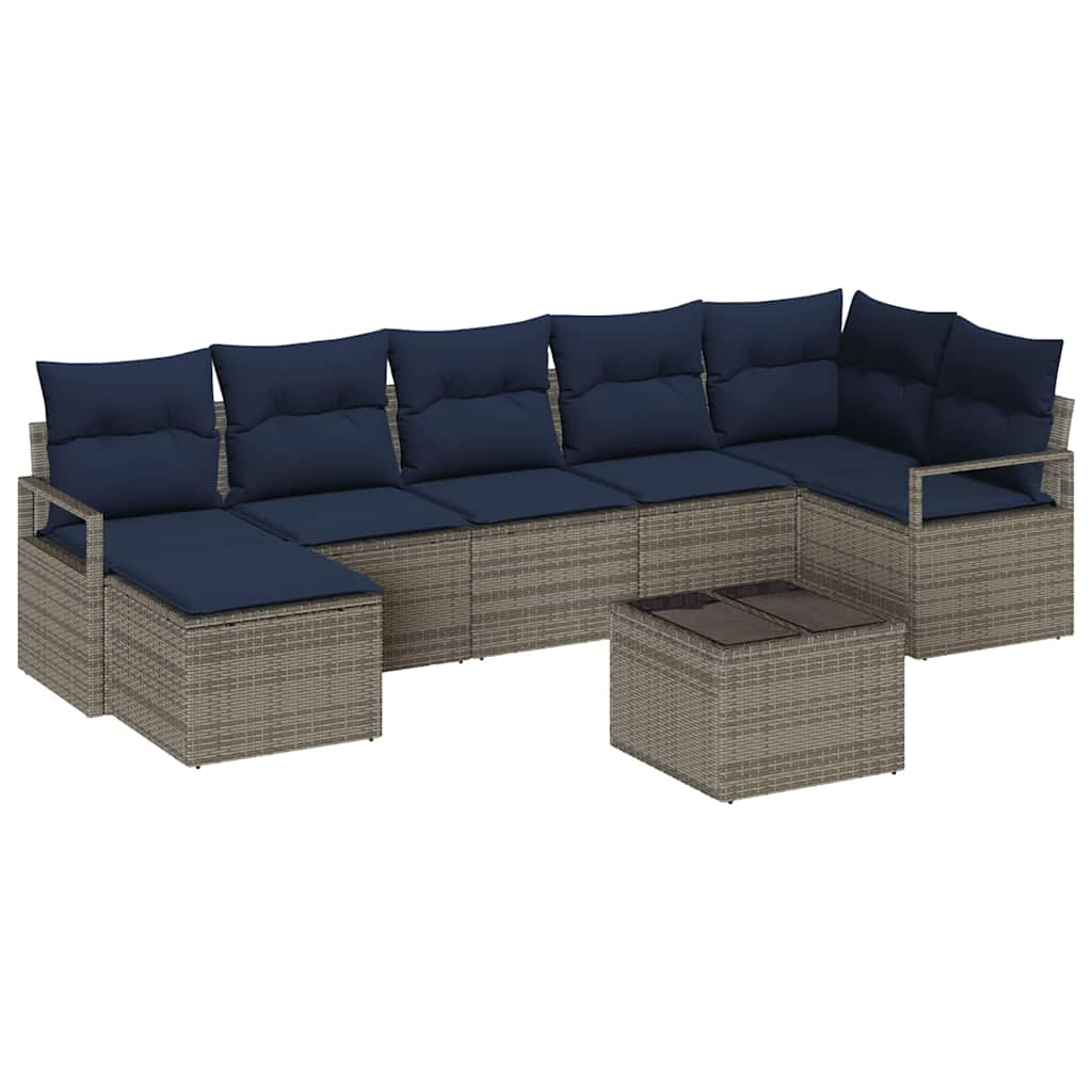 Sofa Sæt med pude 8 pcs Grå polyrattan