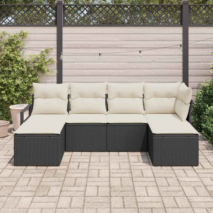 Sofa Sæt 6 pcs Sort polyrattan