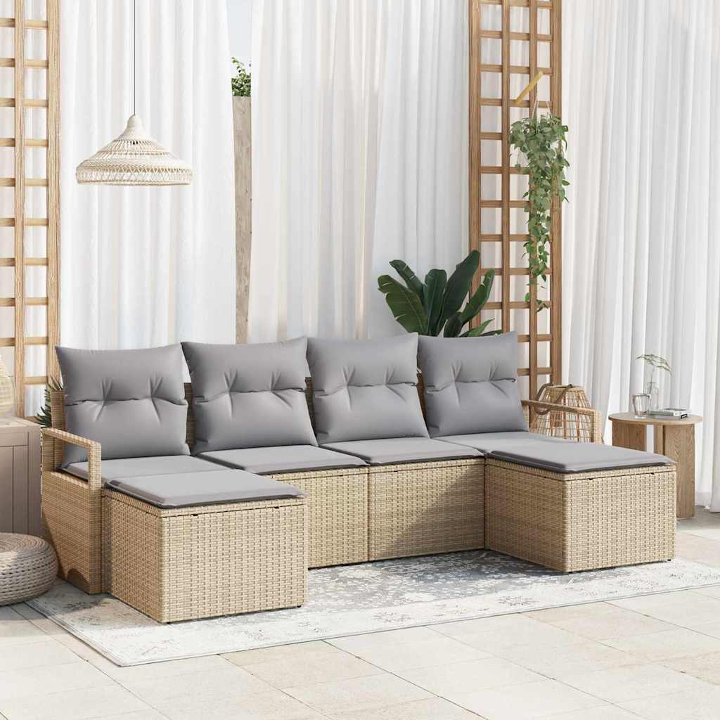 Sofa Sæt 6 pcs Beige polyrattan