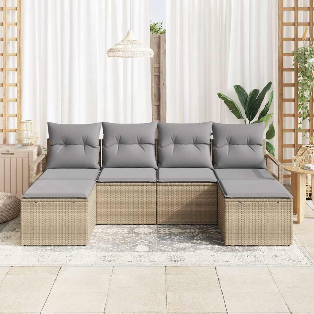 Sofa Sæt 6 pcs Beige polyrattan