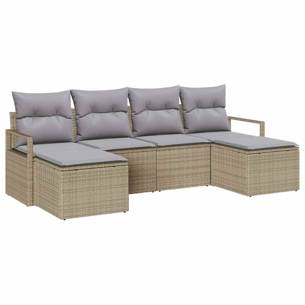 Sofa Sæt 6 pcs Beige polyrattan