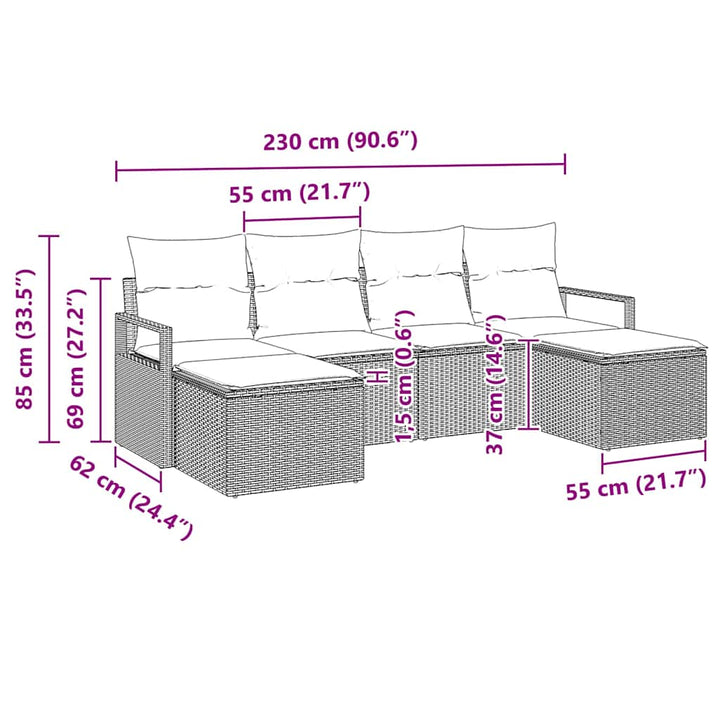 Sofa Sæt 6 pcs Beige polyrattan