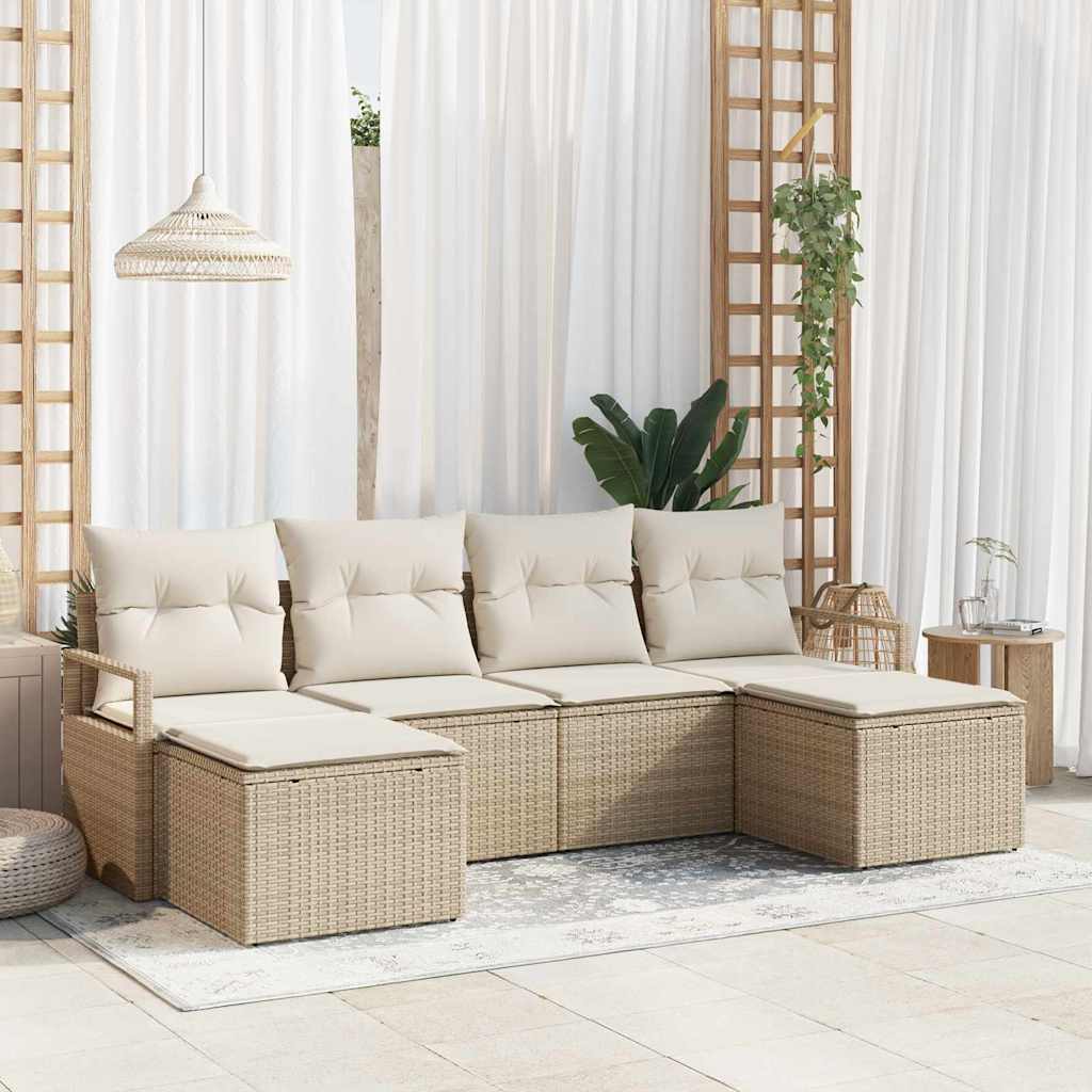 Sofa Sæt 6 pcs Beige polyrattan