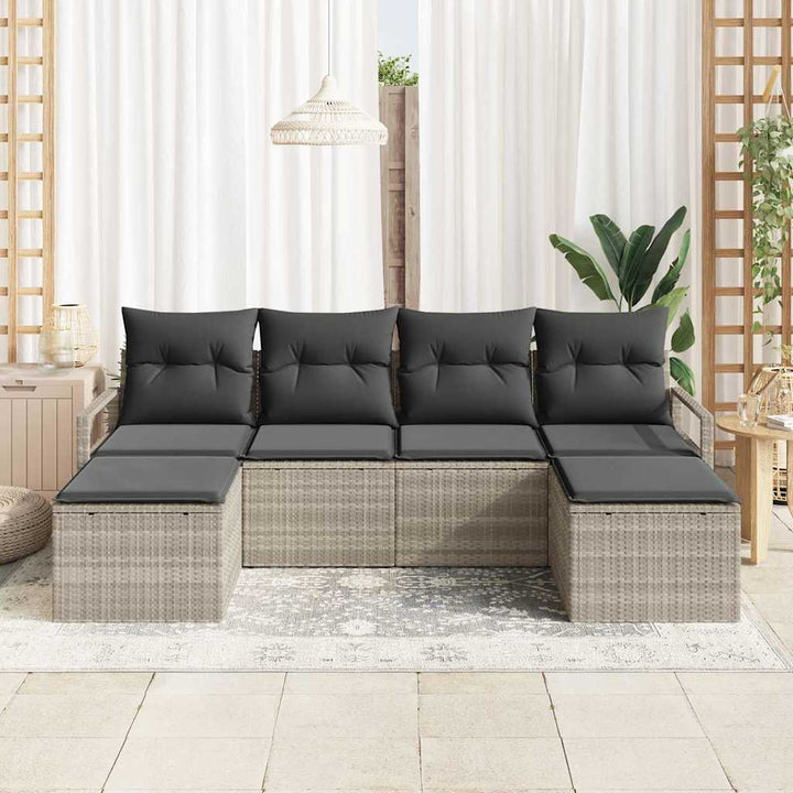 Sofa Sæt 6 pcs Lysegrå polyrattan