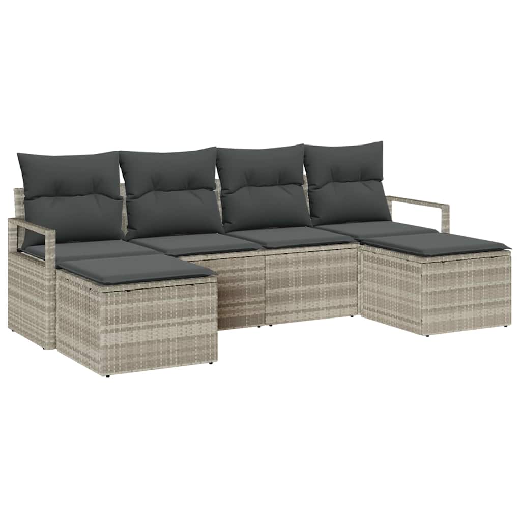 Sofa Sæt 6 pcs Lysegrå polyrattan