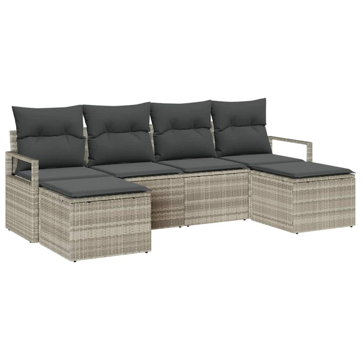 Sofa Sæt 6 pcs Lysegrå polyrattan