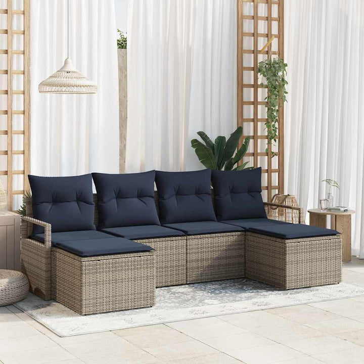 Sofa Sæt 6 pcs Grå polyrattan