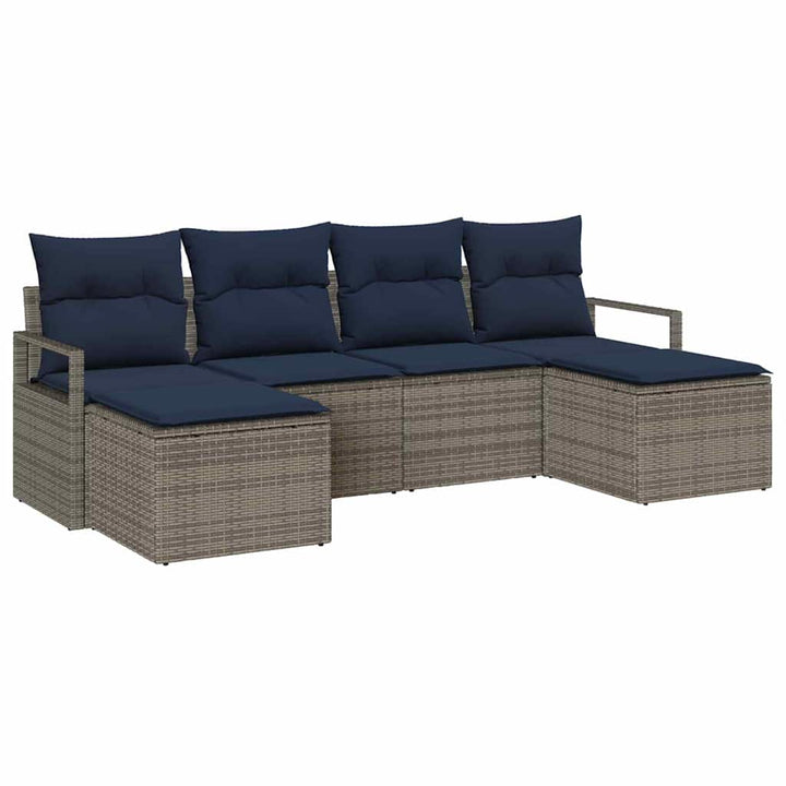 Sofa Sæt 6 pcs Grå polyrattan