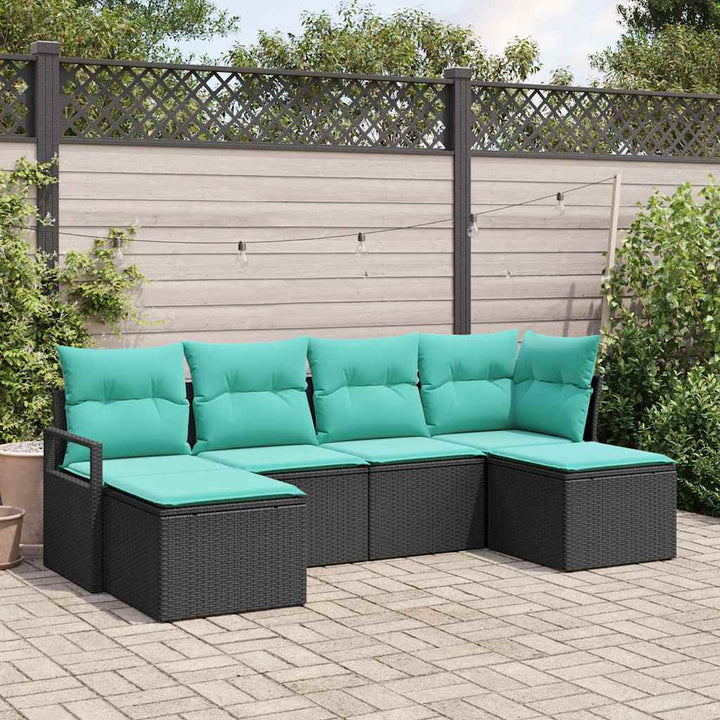 Sofa Sæt 6 pcs Sort polyrattan