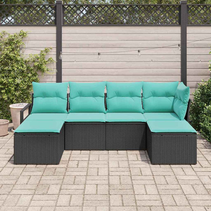 Sofa Sæt 6 pcs Sort polyrattan