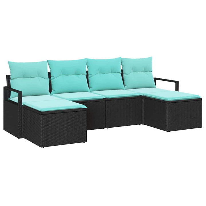 Sofa Sæt 6 pcs Sort polyrattan