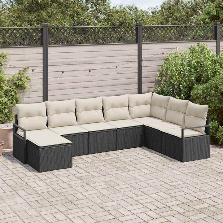 Sofa Sæt 8 stk. Sort polyrattan