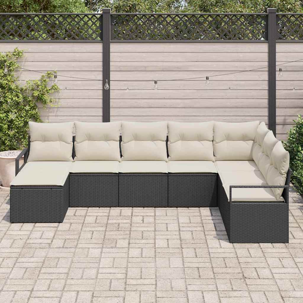 Sofa Sæt 8 stk. Sort polyrattan