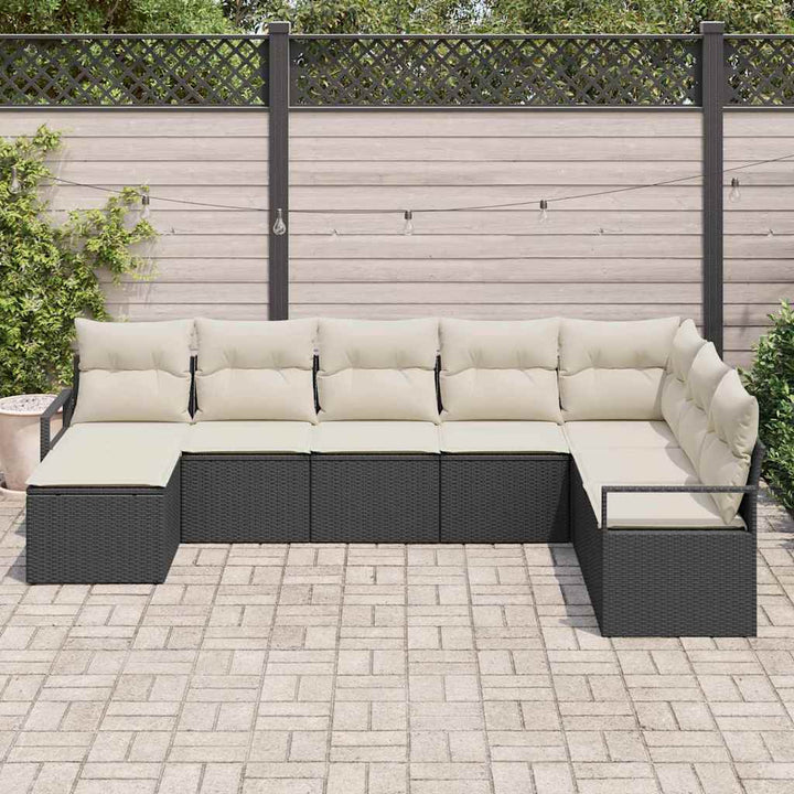Sofa Sæt 8 stk. Sort polyrattan