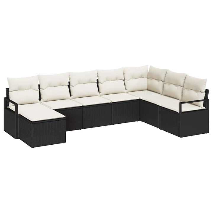 Sofa Sæt 8 stk. Sort polyrattan