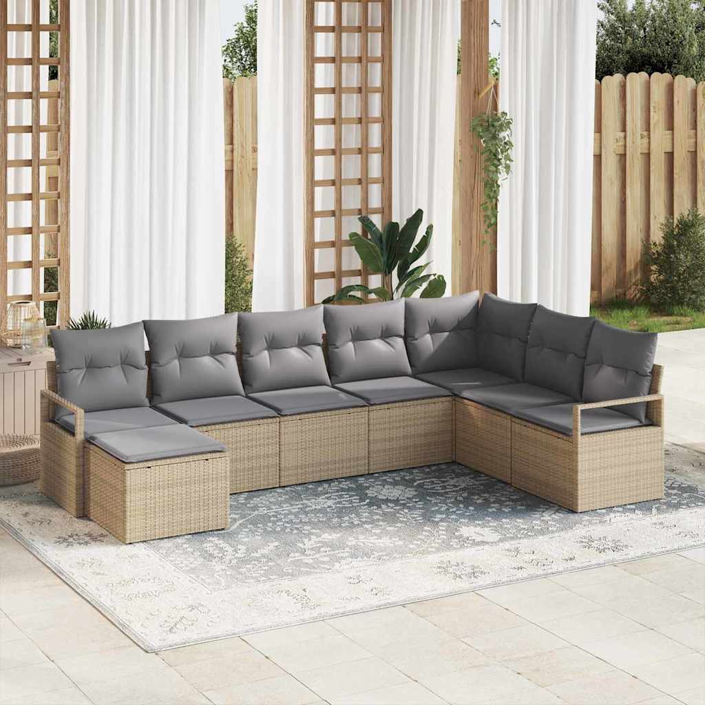 Sofa Sæt med pude 8 pcs Beige polyrattan