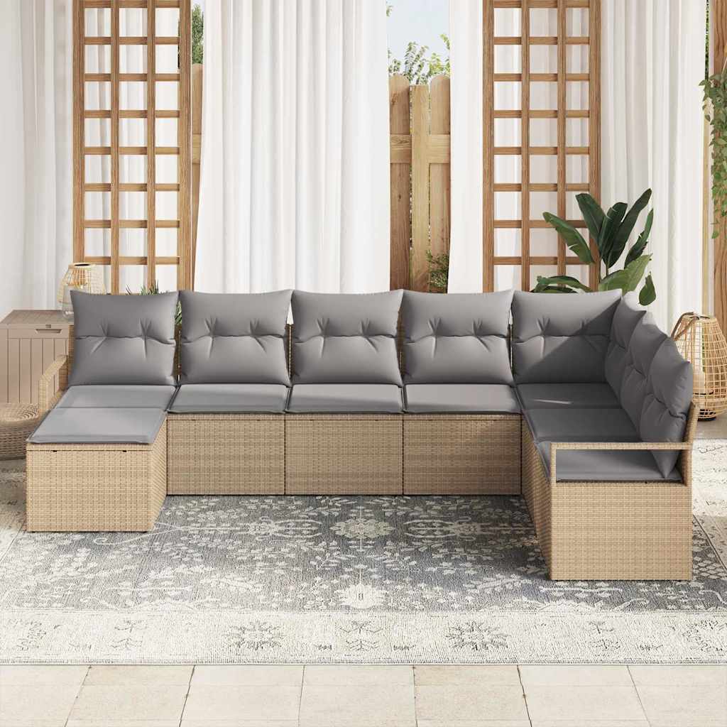Sofa Sæt med pude 8 pcs Beige polyrattan