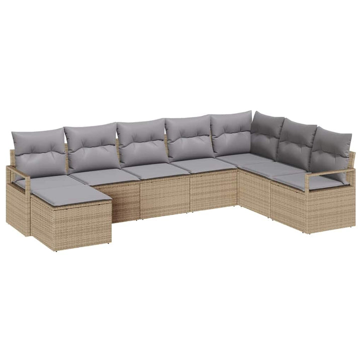 Sofa Sæt med pude 8 pcs Beige polyrattan