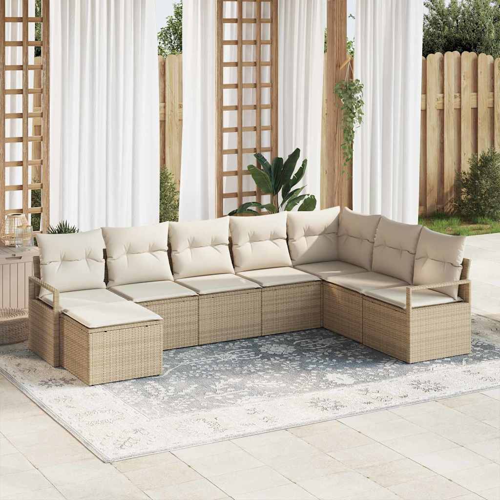 Sofa Sæt med pude 8 pcs Beige polyrattan