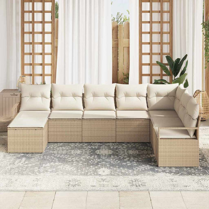 Sofa Sæt med pude 8 pcs Beige polyrattan