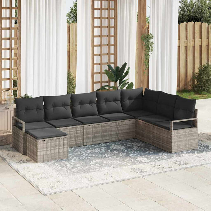 Sofa Sæt med pude 8 pcs Lysegrå polyrattan