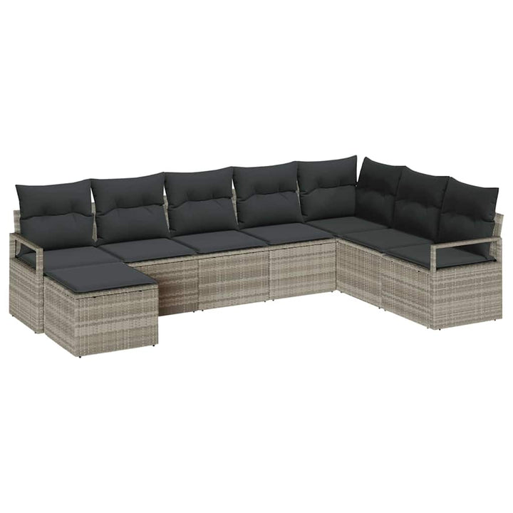 Sofa Sæt med pude 8 pcs Lysegrå polyrattan
