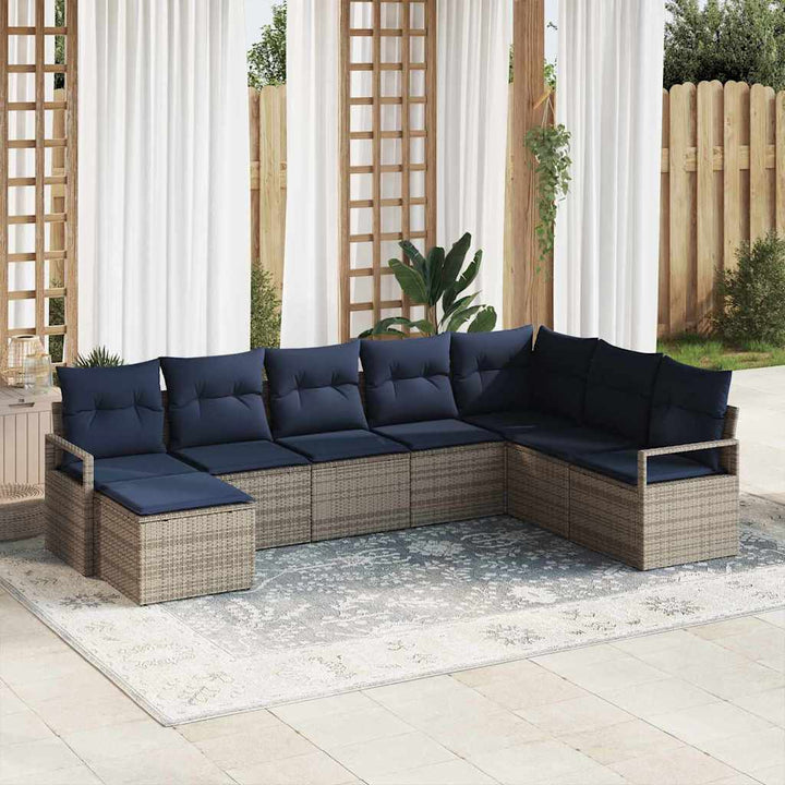 Sofa Sæt med pude 8 pcs Grå polyrattan