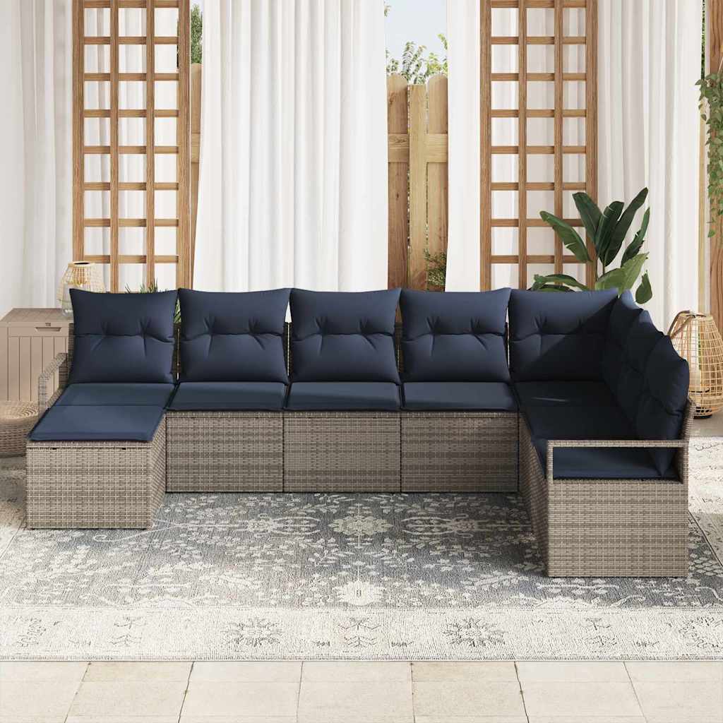 Sofa Sæt med pude 8 pcs Grå polyrattan