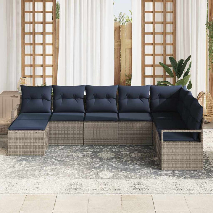 Sofa Sæt med pude 8 pcs Grå polyrattan
