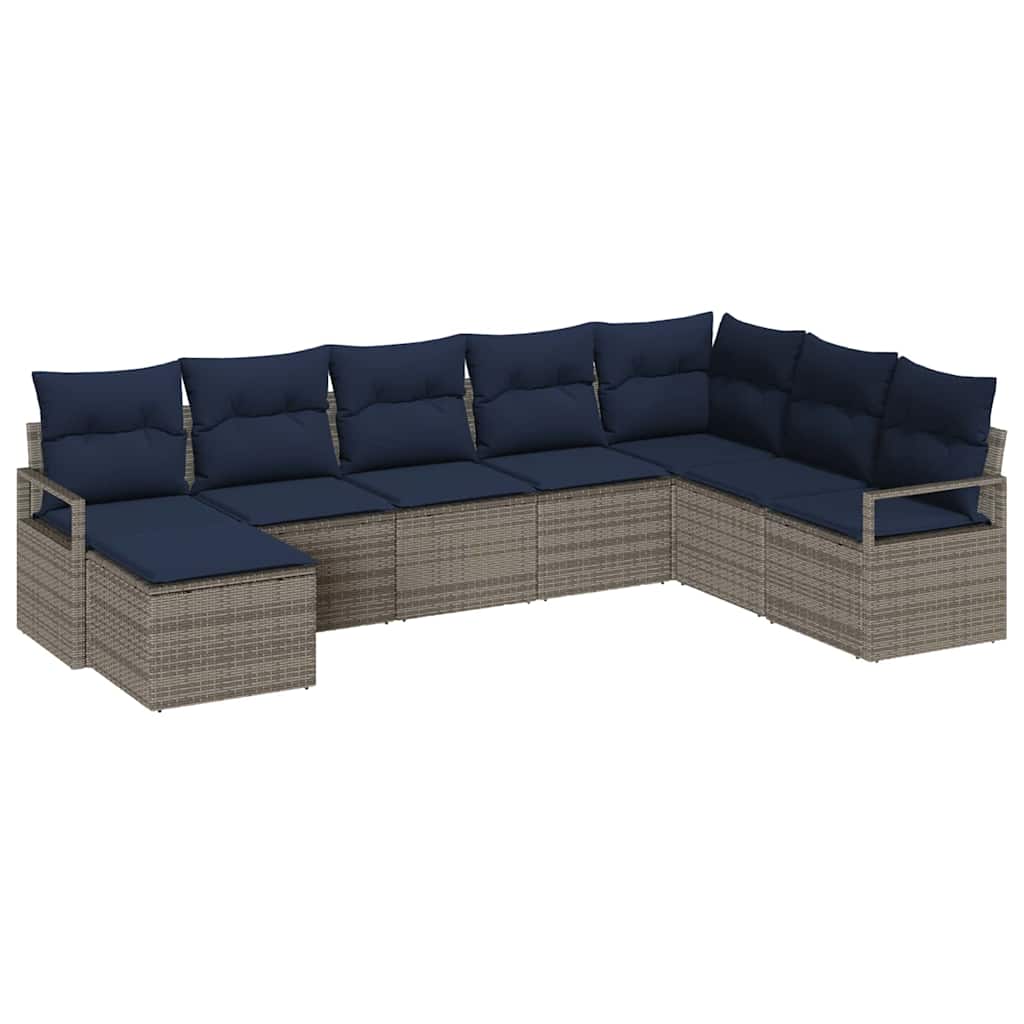 Sofa Sæt med pude 8 pcs Grå polyrattan